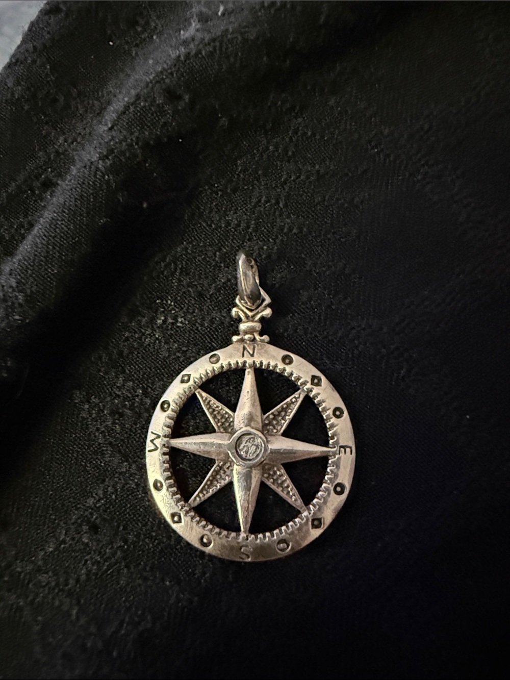 Sterling Compass Rose Pendant Necklace - Silver